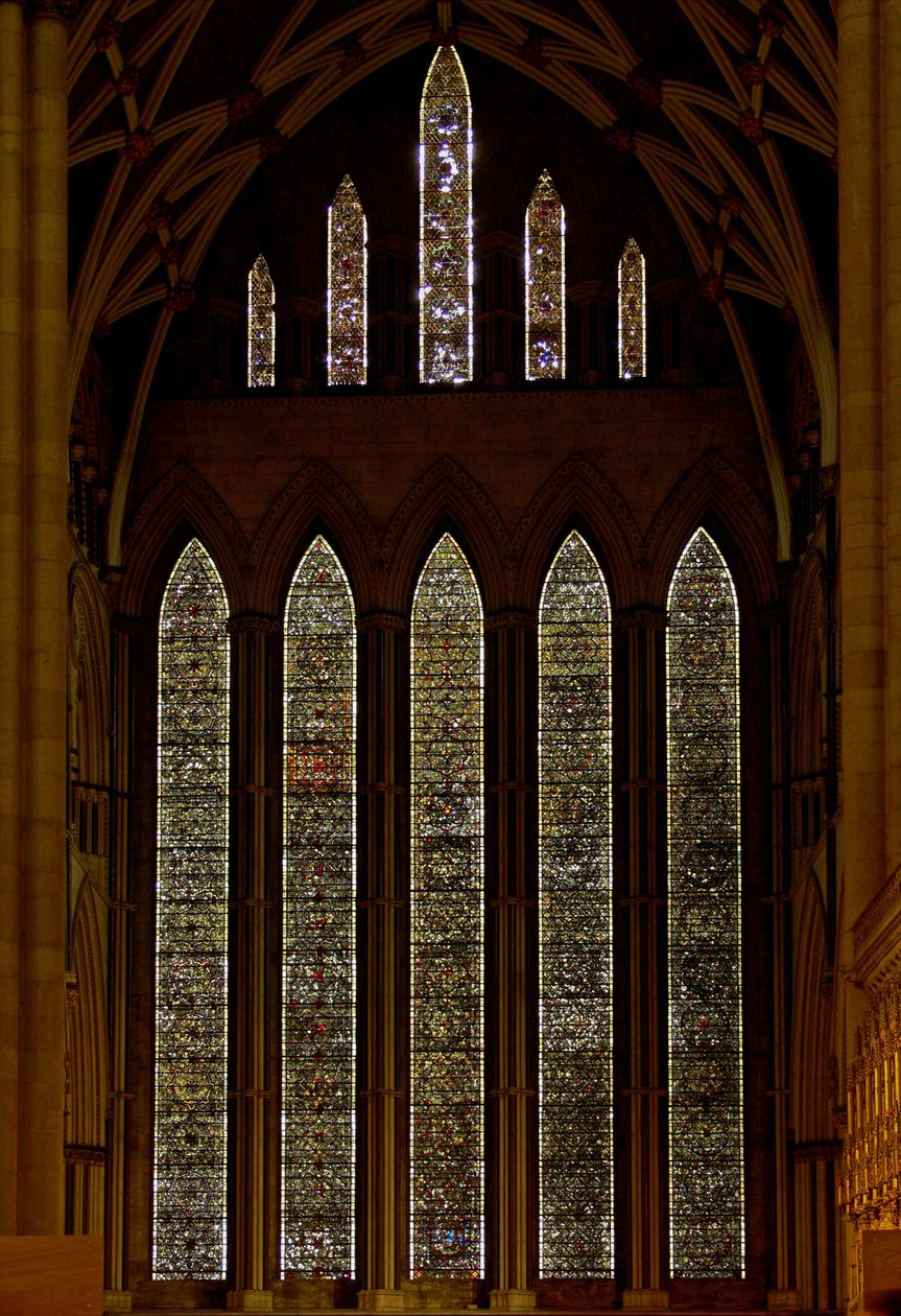 Fenster Fünf-Schwestern, Darstellung von Grisaille von English School