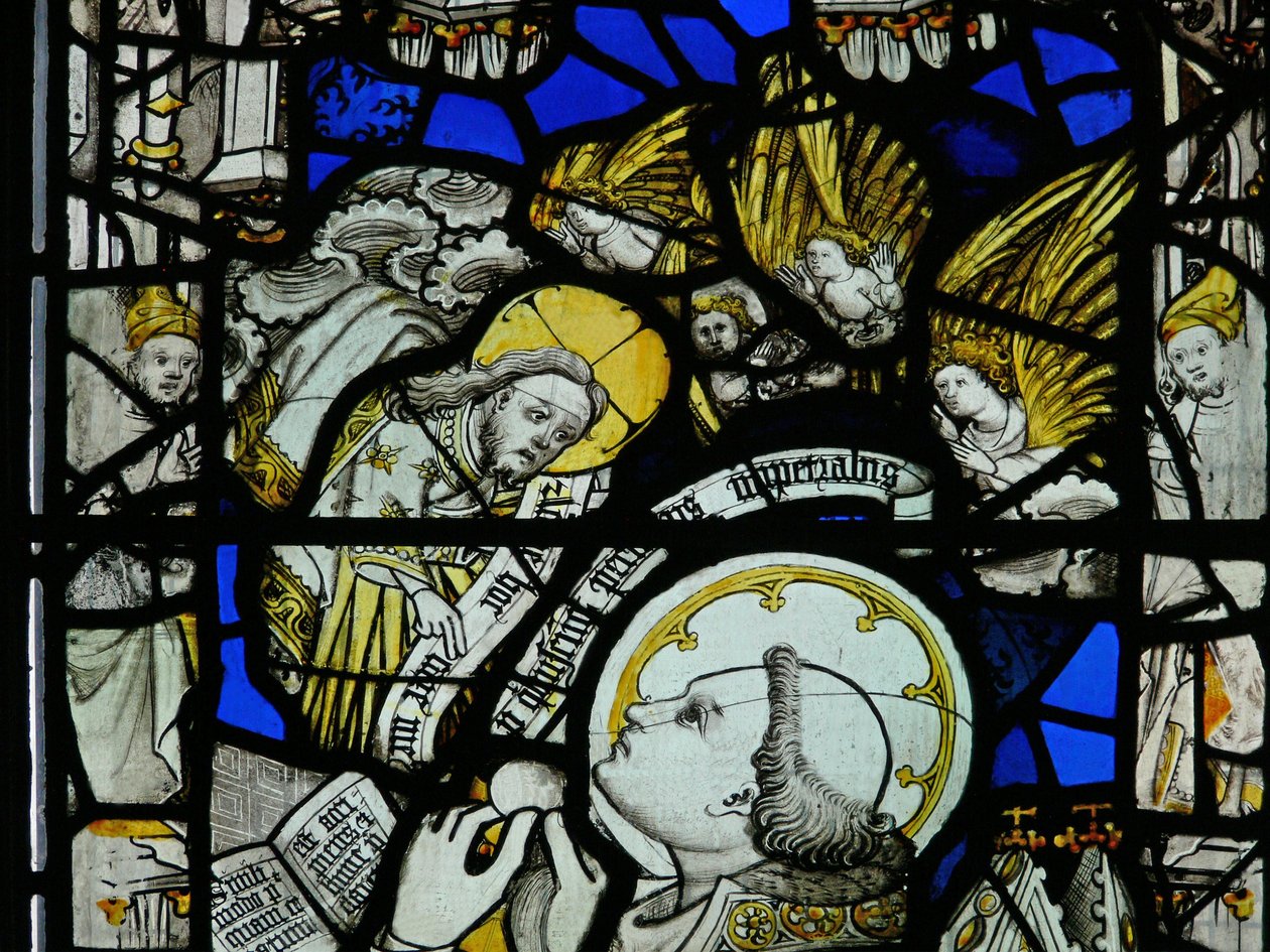 Fenster S6 zeigt die Messe des St. Gregor von English School