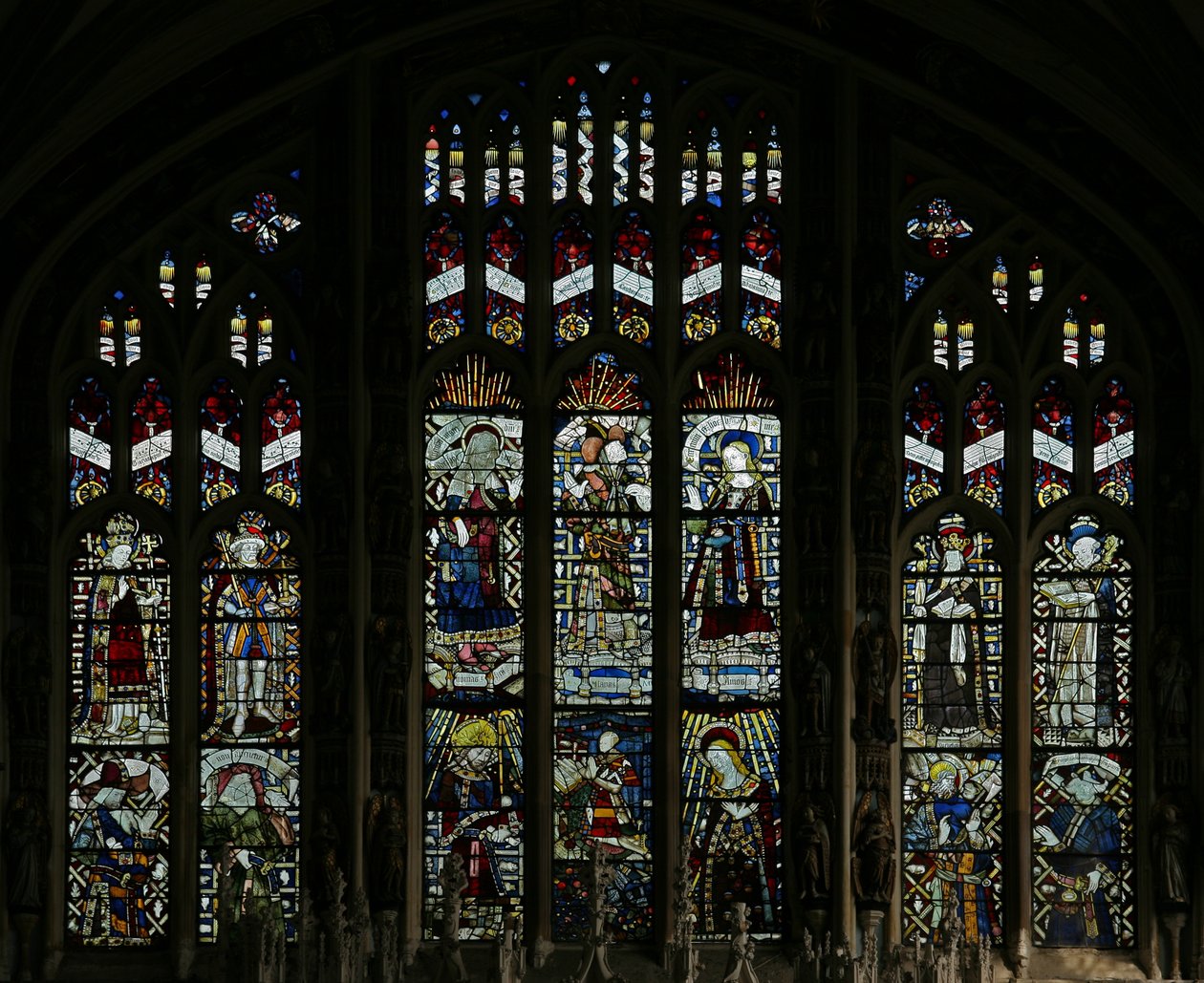 Fenster mit Darstellung des Ostfensters der Beauchamp-Kapelle (nach der Restaurierung) von English School