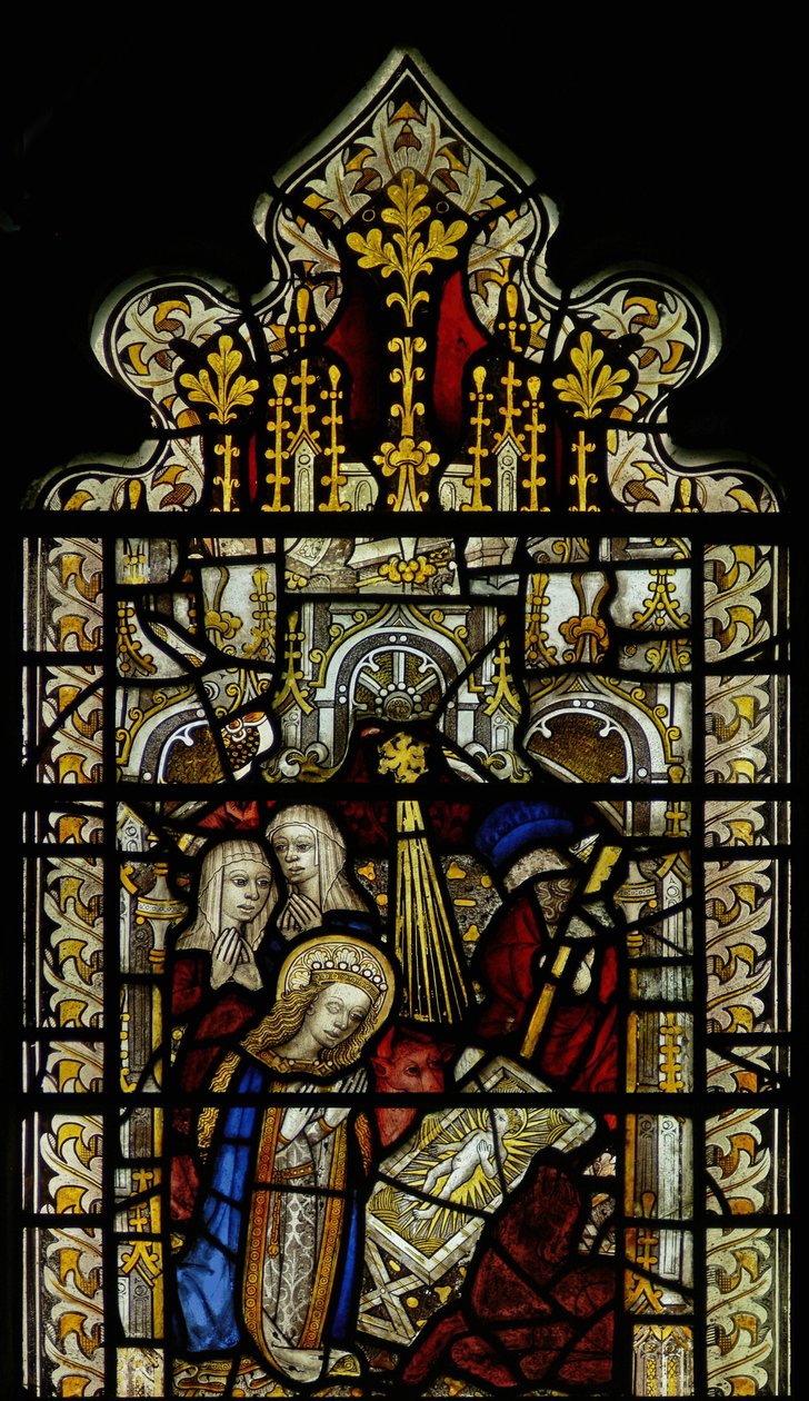 Fenster, das die Geburt Christi darstellt von English School