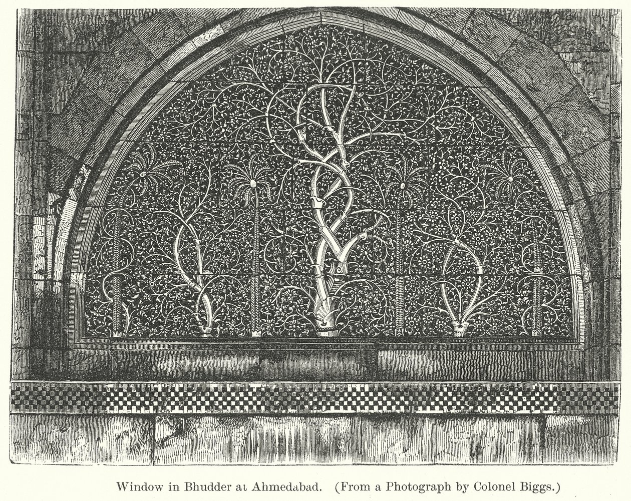 Fenster in Bhudder in Ahmedabad (Gravur) von English School