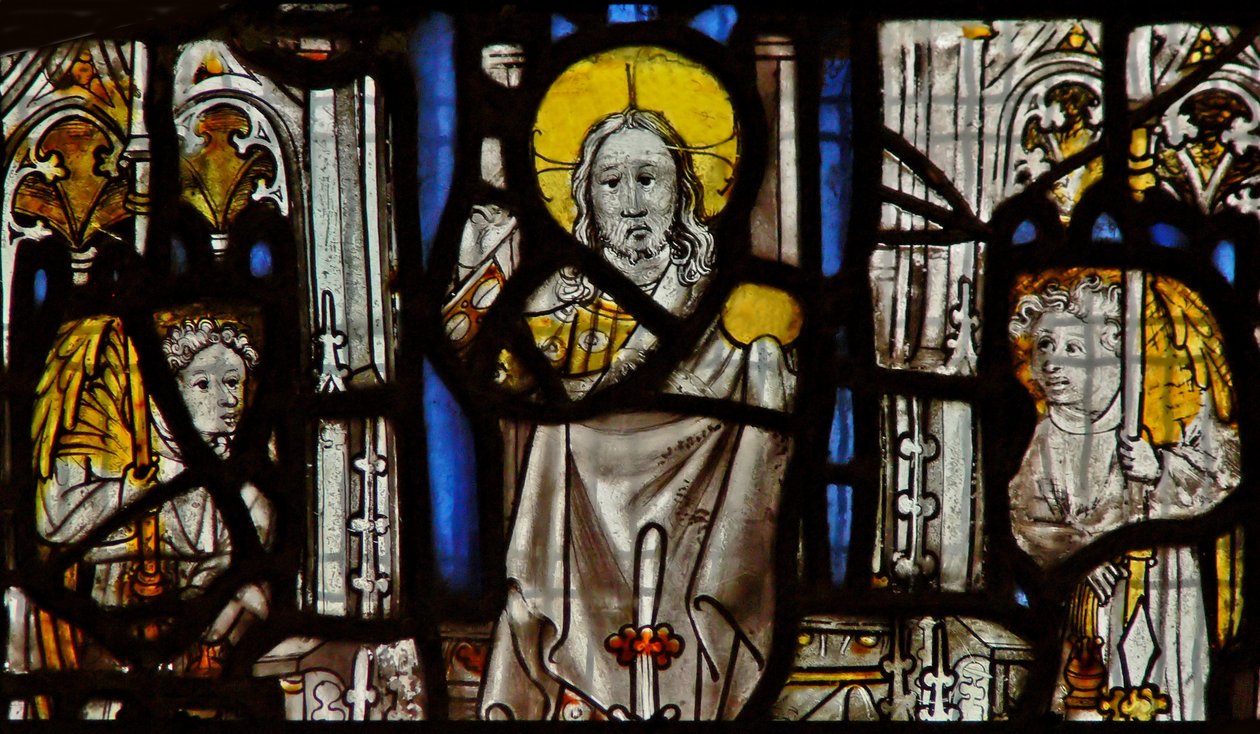 Fenster S1 mit Christus und zwei Engeln von English School