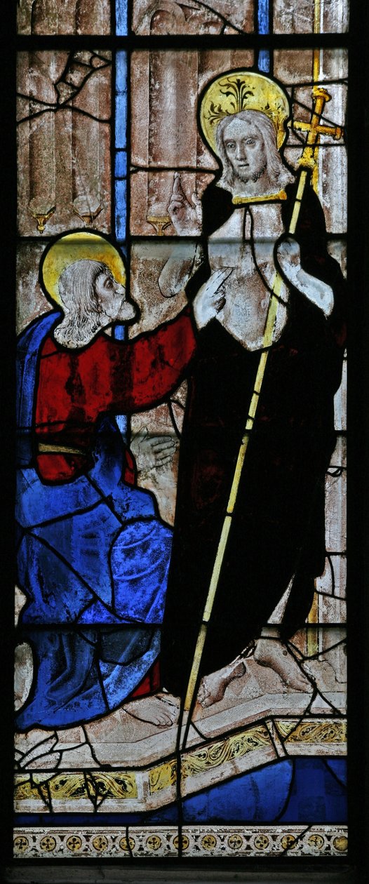Fenster s4 mit Darstellung des zweifelnden Heiligen Thomas von English School