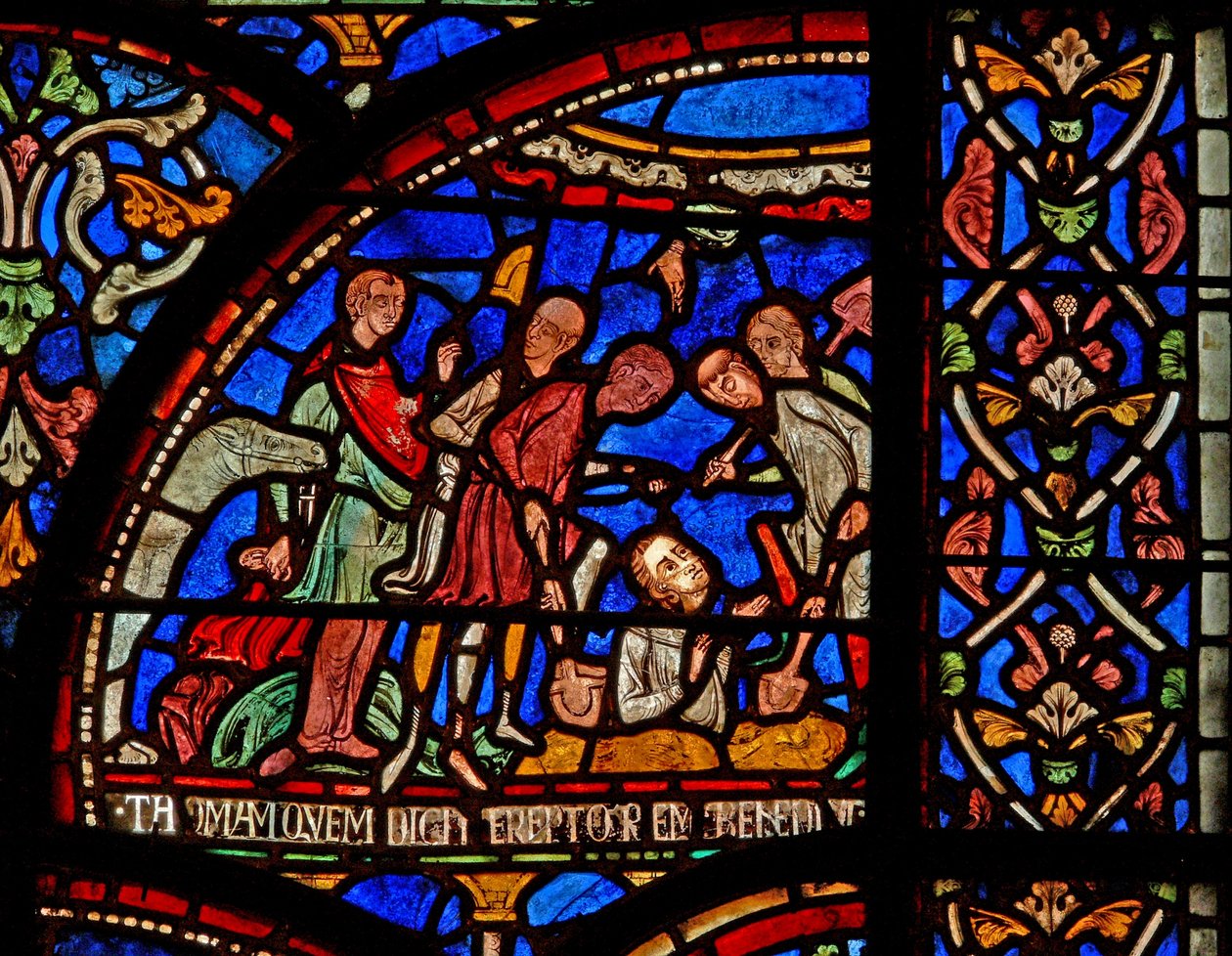 Fenster s7, Szene aus einem St. Thomas Becket Wunderfenster: William von Gloucester begraben und wieder ausgegraben von English School