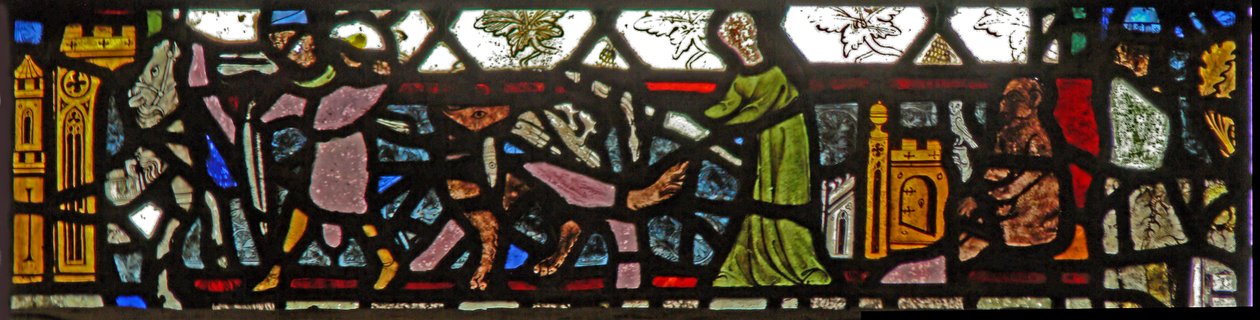 Fenster w40, Darstellung eines Randpanels mit einer Fuchsjagd von English School
