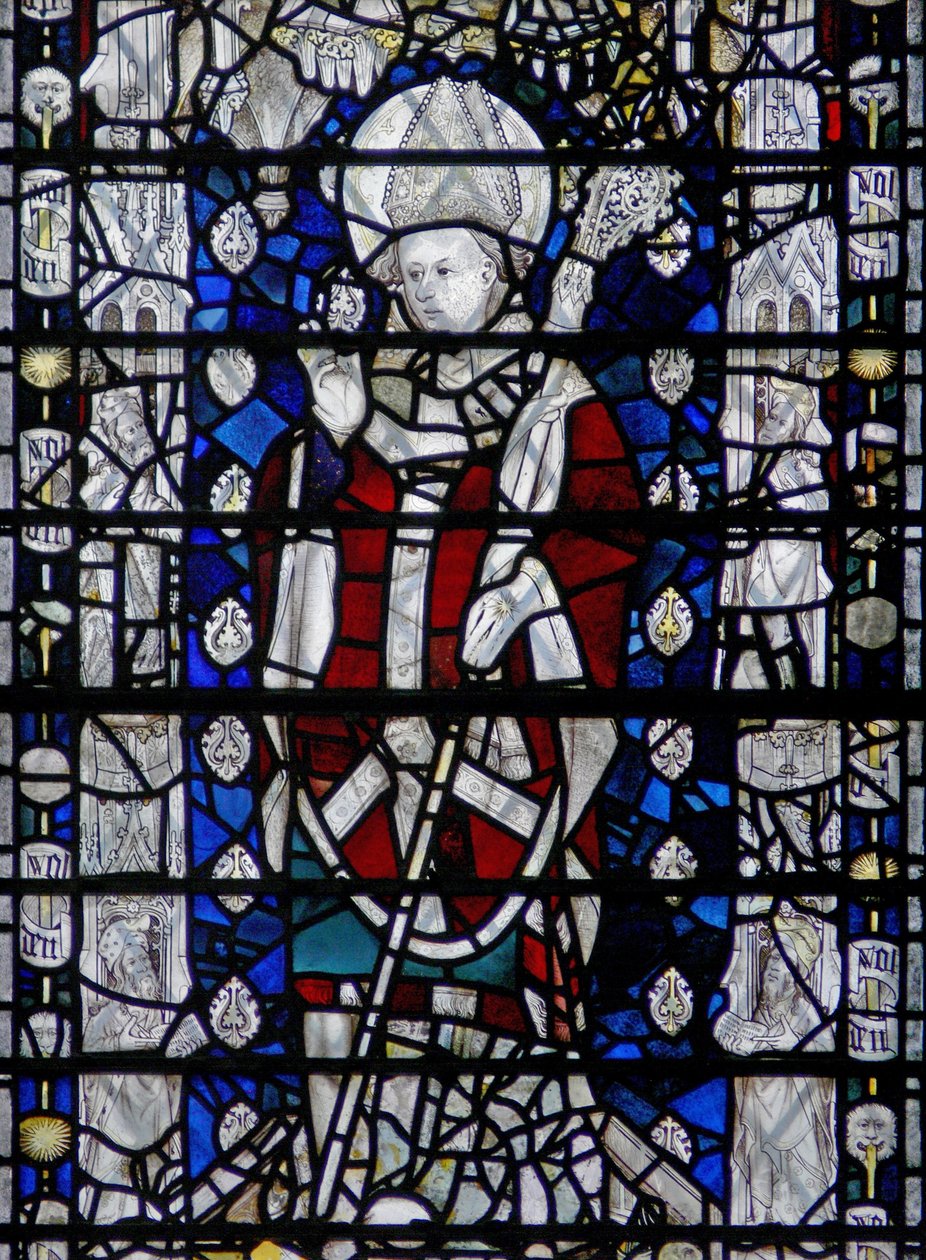 Fenster w6, St. Nikolaus; Rand mit Figuren darstellend von English School