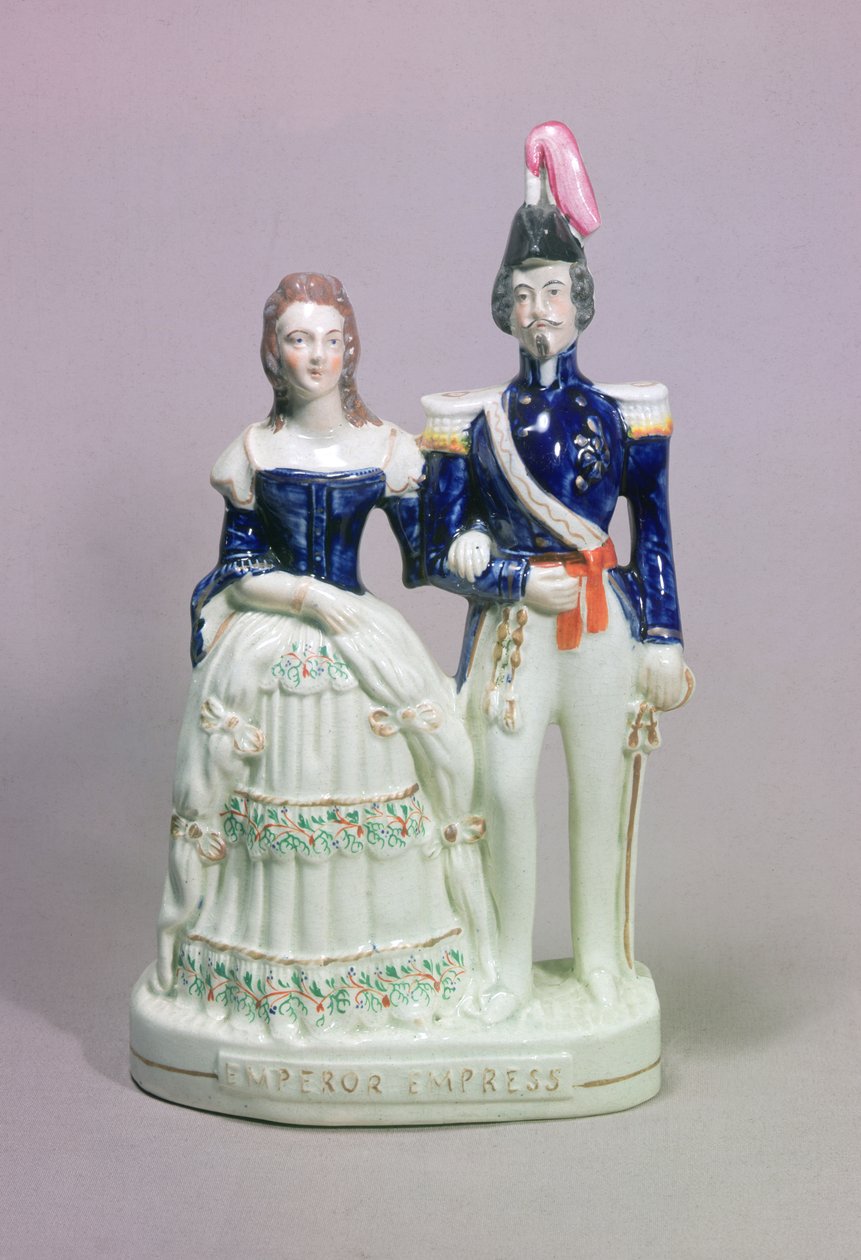 Staffordshire-Figur von Napoleon III und Kaiserin Eugenie von English School English School