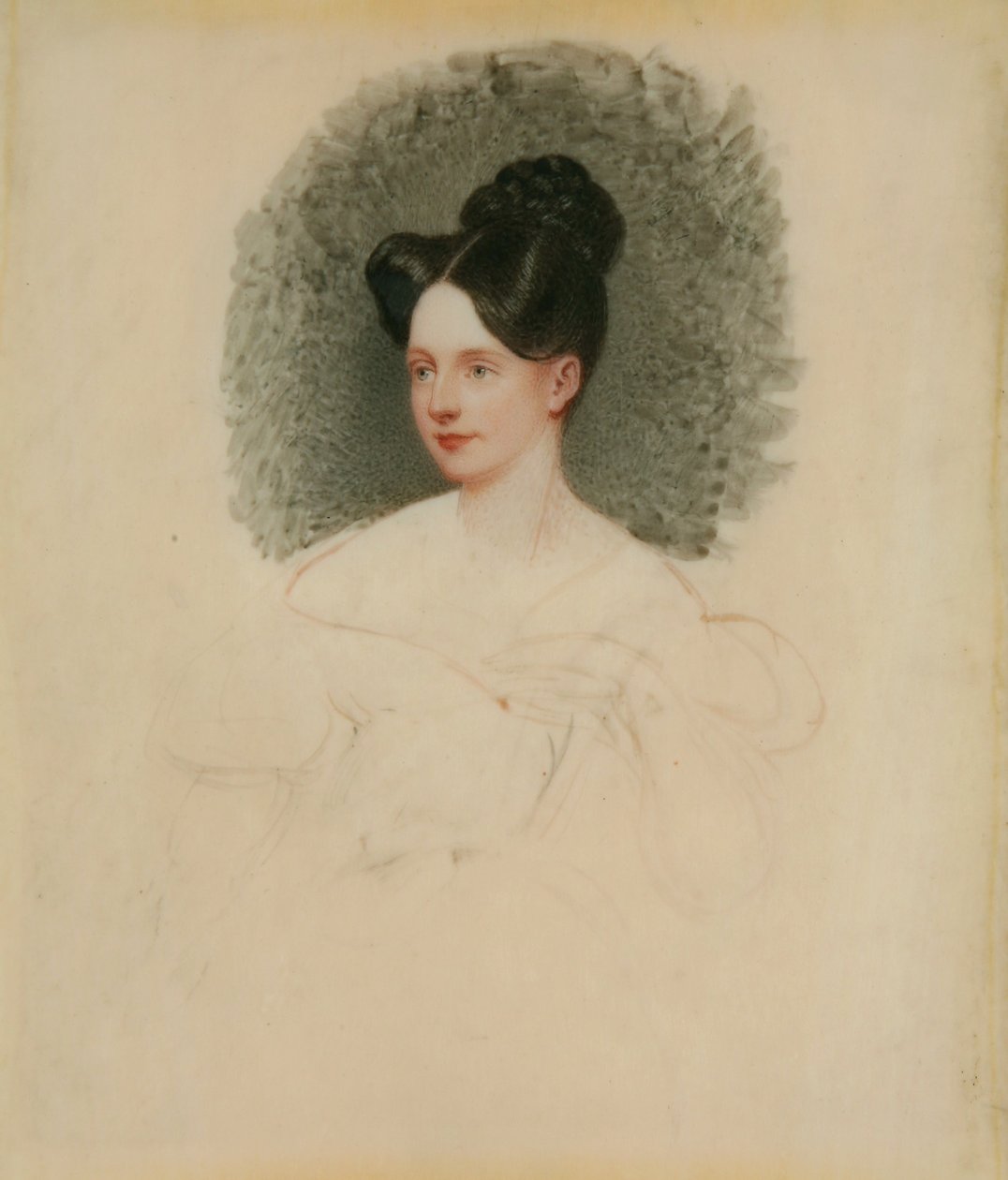 Unvollendetes Porträt von Marianne Cregoe Colmare (später Mrs. Baurton Bennett) um 1833-34 von English School English School