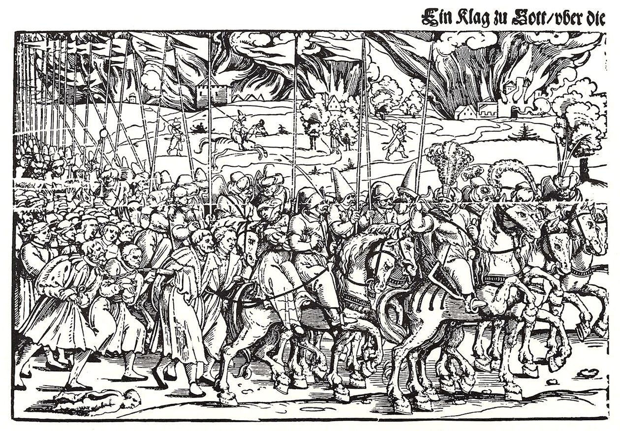 Fragment eines Flugblatts über die türkische Invasion in Ungarn von Erhard Schon