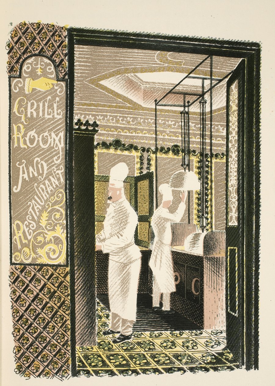 Restaurant und Grillraum, Illustration aus 