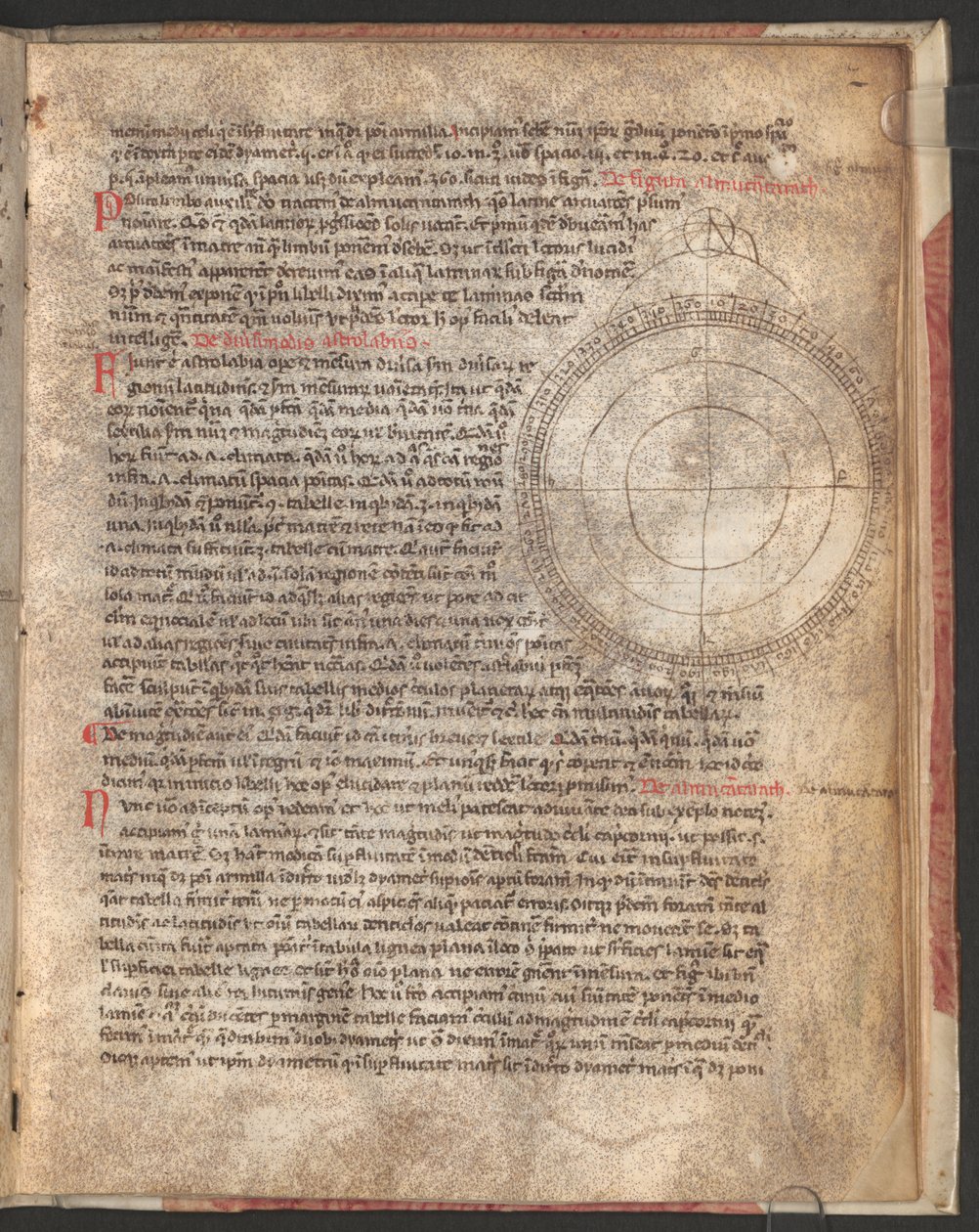 Vollseite: Text und Schema: Erklärung des Astrolabiums, Johannes Hispanus, Liber Astrolabii, Italien von Erich Lessing