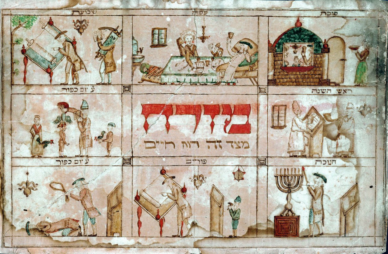 Mizrach, eine Dekoration zur Anzeige der Gebetsrichtung nach Osten, Jerusalem von Erich Lessing