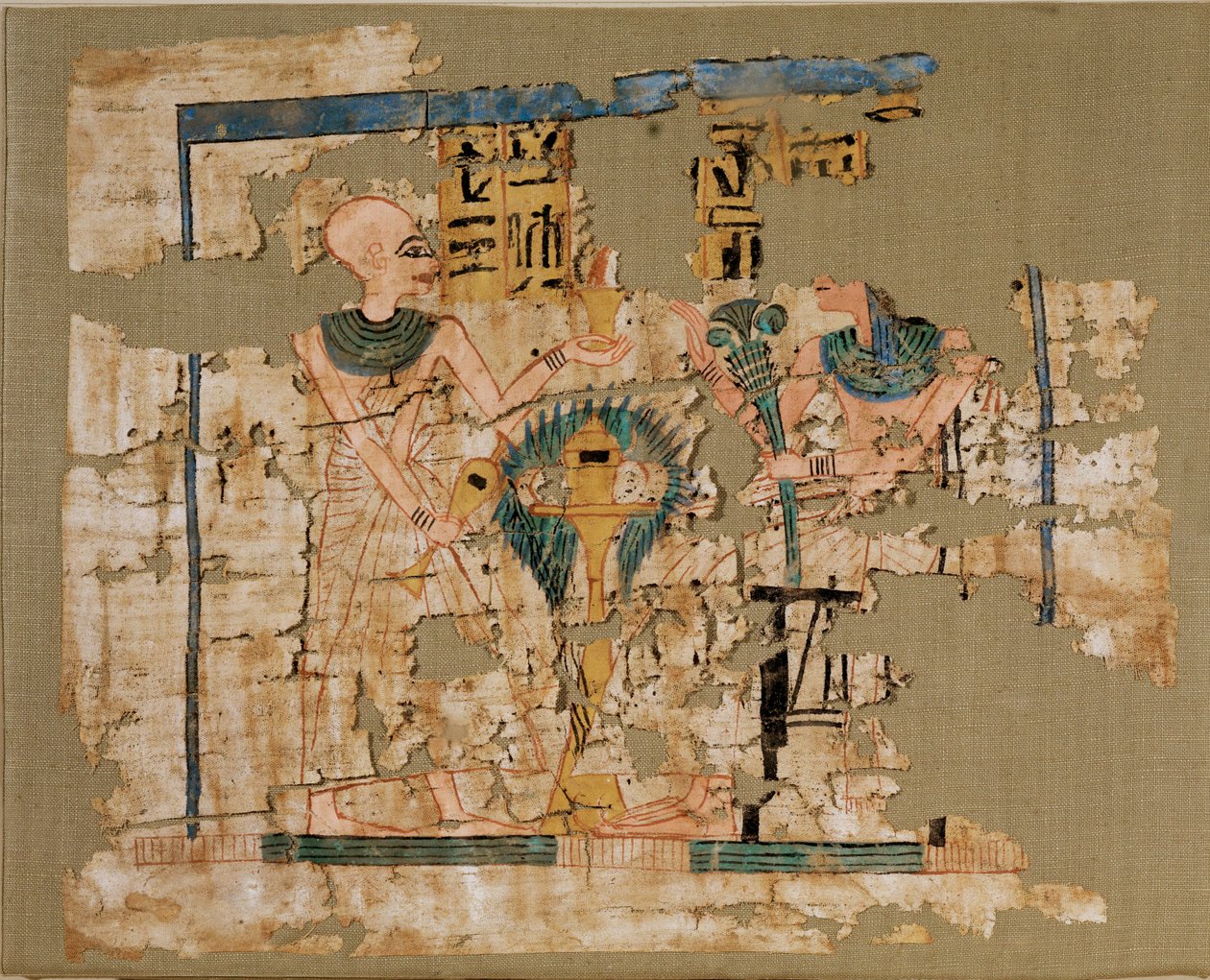 Bemalter Stoff, aus dem östlichen Friedhof von Deir el-Medina von Erich Lessing
