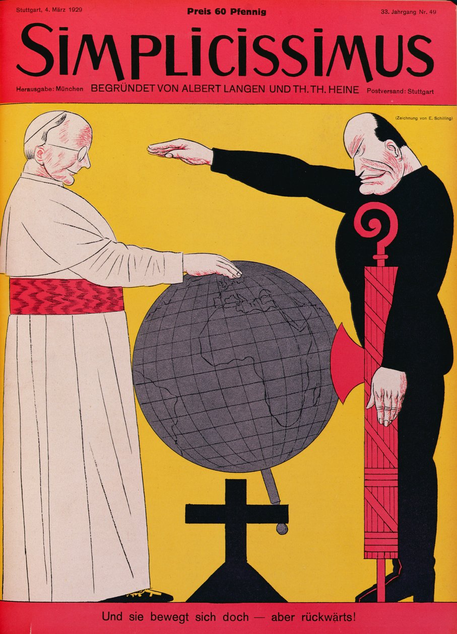 Papst Pius XI. (1857-1939) und Mussolini (1883-1945) zur Zeit des Lateranvertrags von 1929, Titelillustration der Zeitschrift 