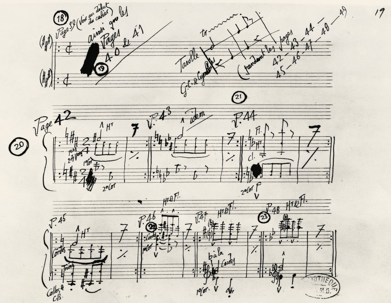 Handschriftliches Manuskript von Parade von Erik Satie