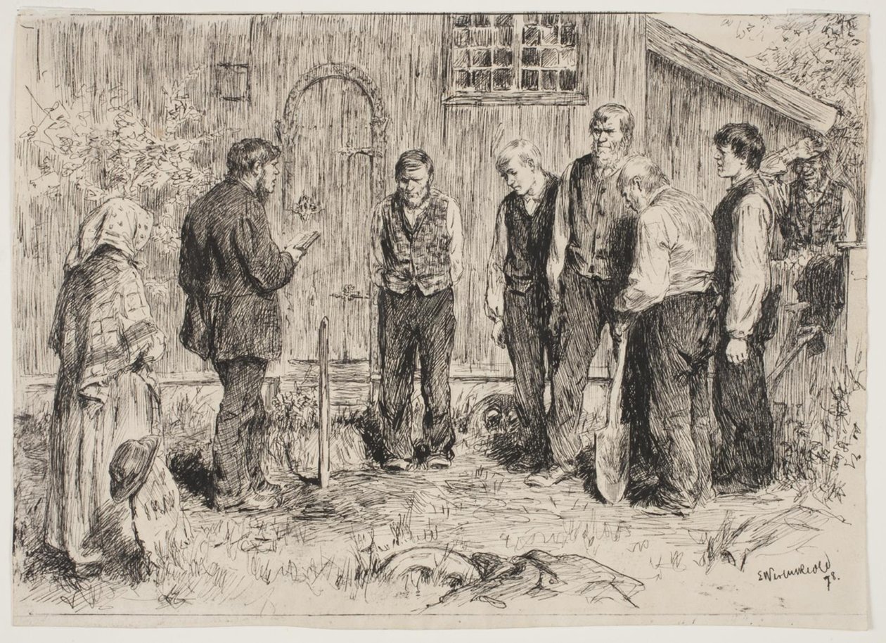 Eine arme Beerdigung in einem norwegischen Bergdorf von Erik Theodor Werenskiold