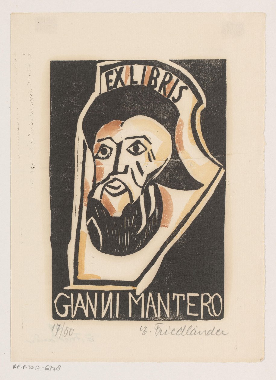 Ex Libris von Gianni Mantero von Erna Levy Friedländer (signed by artist)