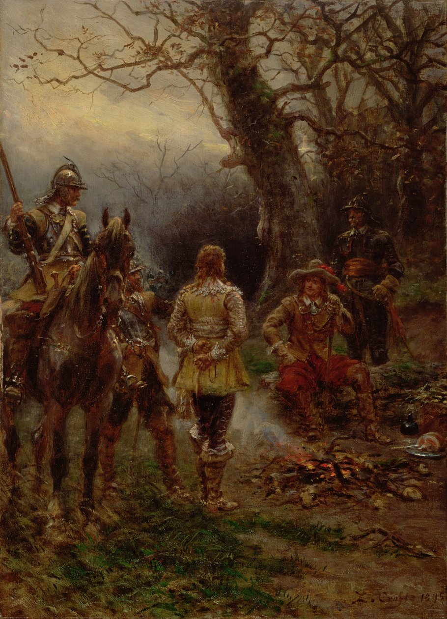 Oliver Cromwell verhört einen Gefangenen, 1895 von Ernest Crofts