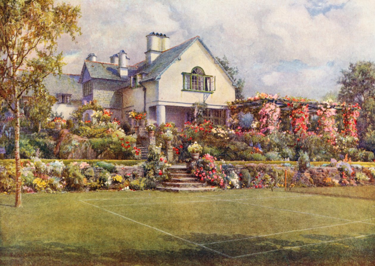 Der Tennisplatz bei Shrublands, Westmoreland von Ernest Albert Chadwick