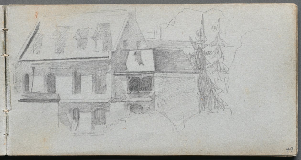 Skizzenbuch, Seite 49: Architektonische Studie von Jean Louis Ernest Meissonier