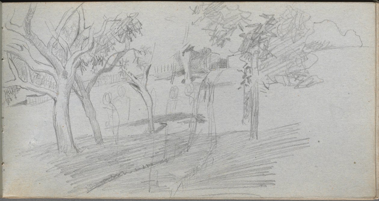 Skizzenbuch, Seite 74: Landschaftsstudie von Jean Louis Ernest Meissonier