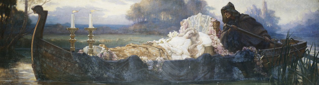Entwurf für ein Fries: "Die Toten, gerudert von den Stummen, stiegen mit der Flut auf" von Ernest Normand