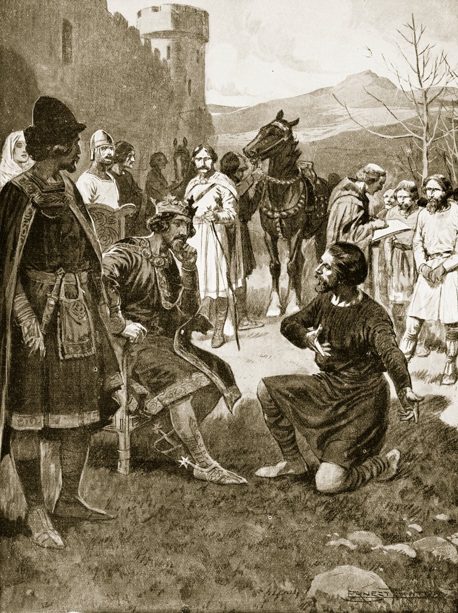 David, König der Schotten, übt Gerechtigkeit, Illustration aus 