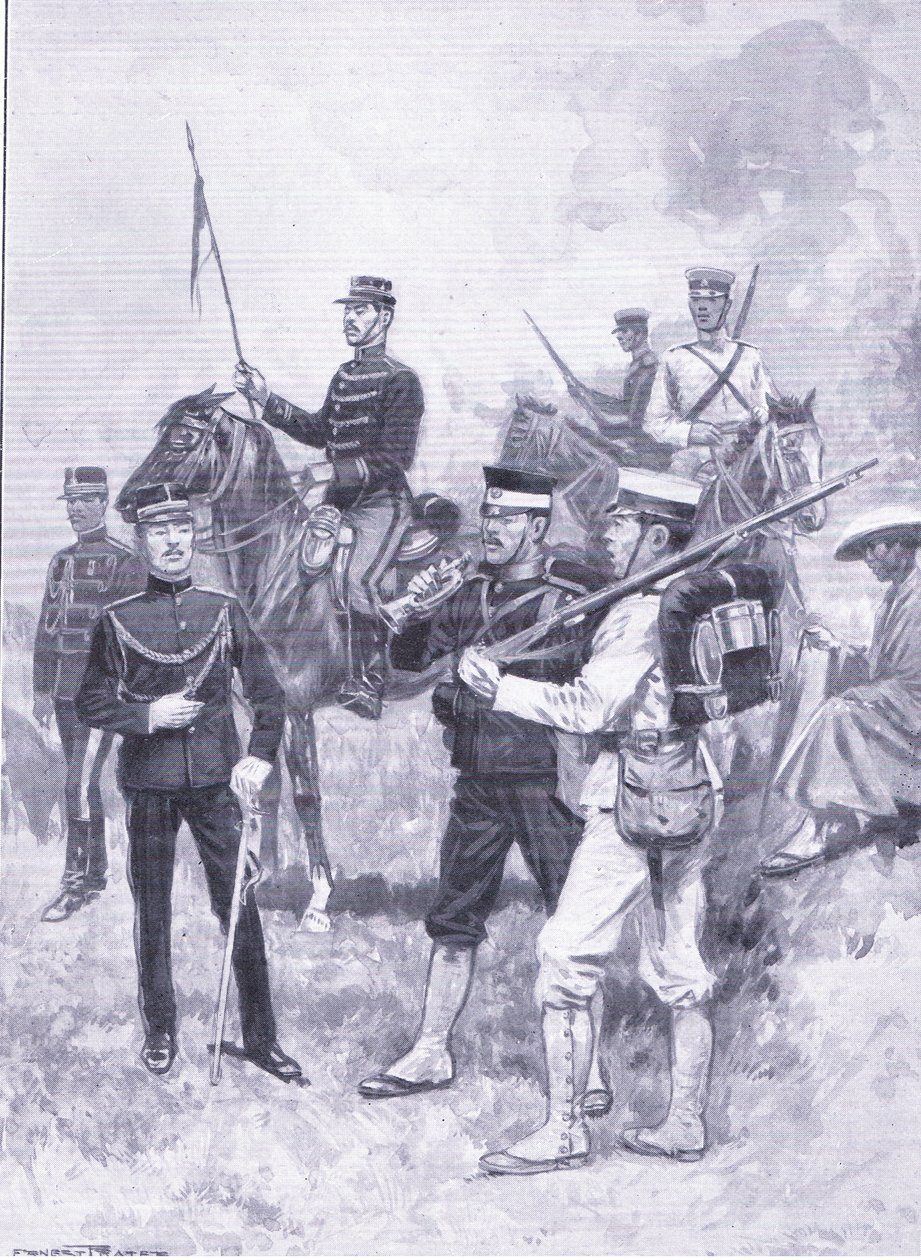 Typen japanischer Soldaten, Illustration aus Cassells Geschichte des Russisch-Japanischen Krieges Band 1, ca. 1900 von Ernest Prater