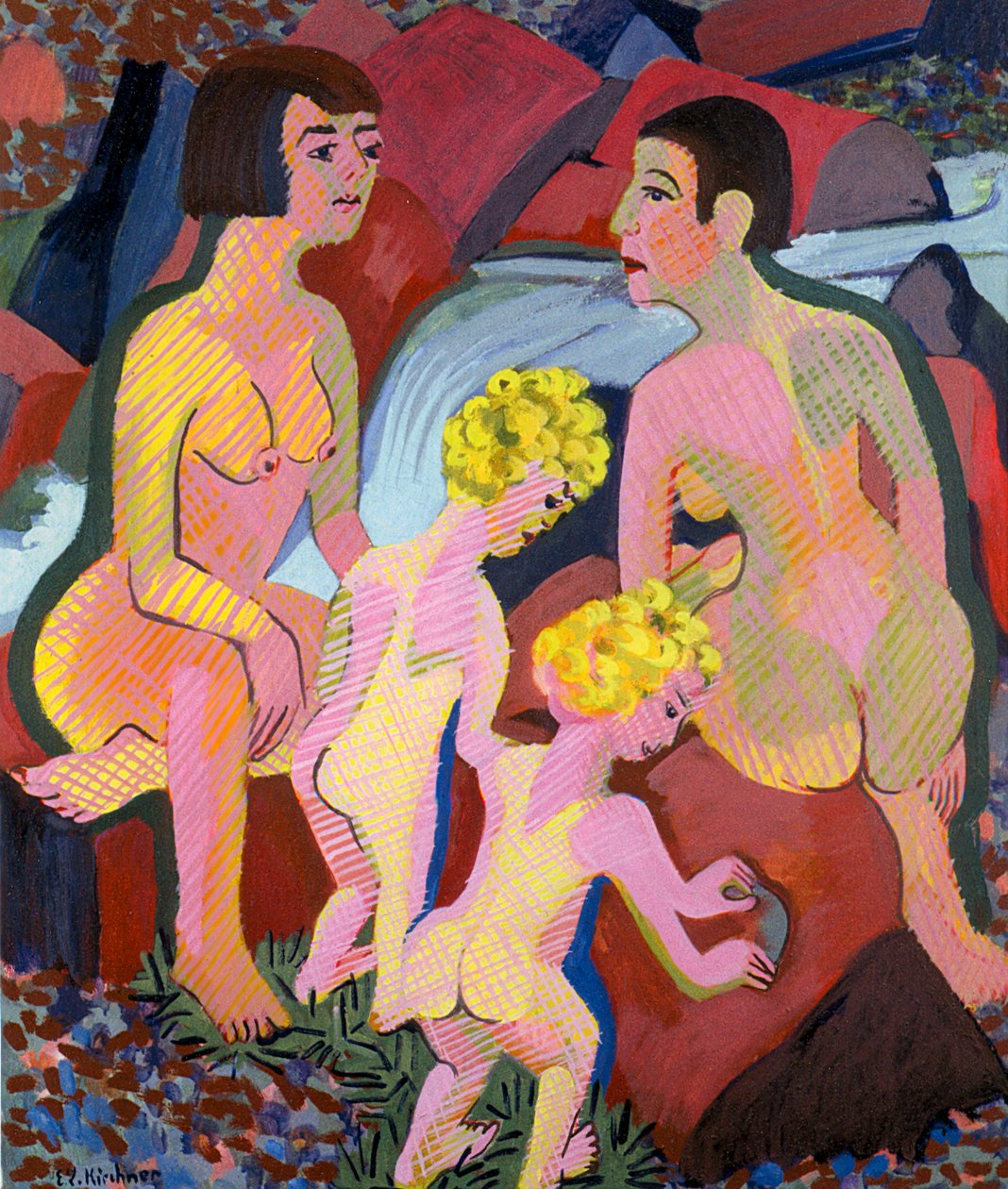 Badende Frauen und Kinder von Ernst Ludwig Kirchner