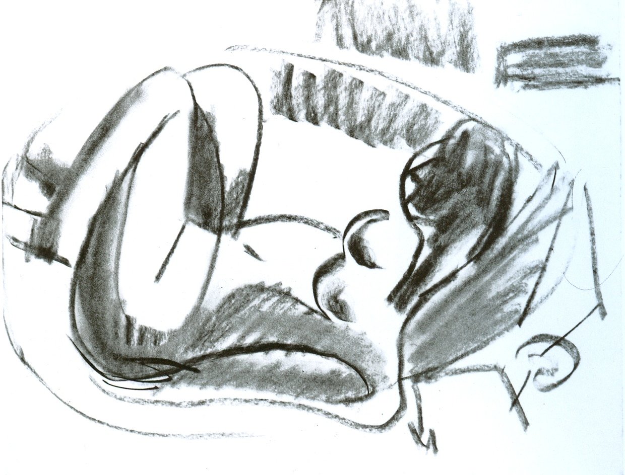 Liegender Akt im Tub mit angezogenen Beinen von Ernst Ludwig Kirchner