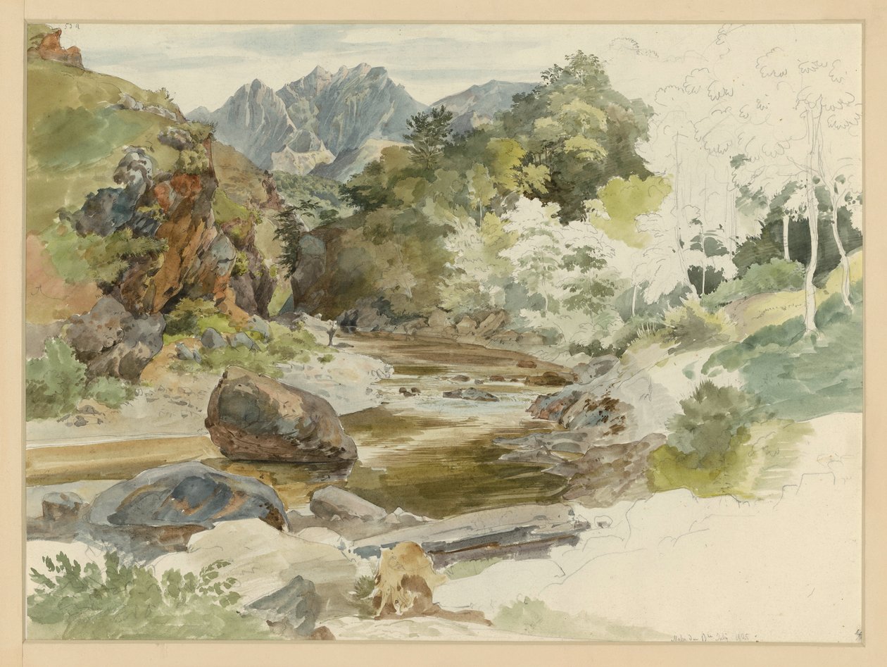 Bewaldetes felsiges Flusstal bei Massa von Ernst Fries