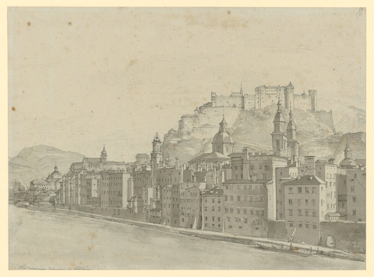 Blick auf Salzburg vom Zimmer des Künstlers aus von Ernst Fries