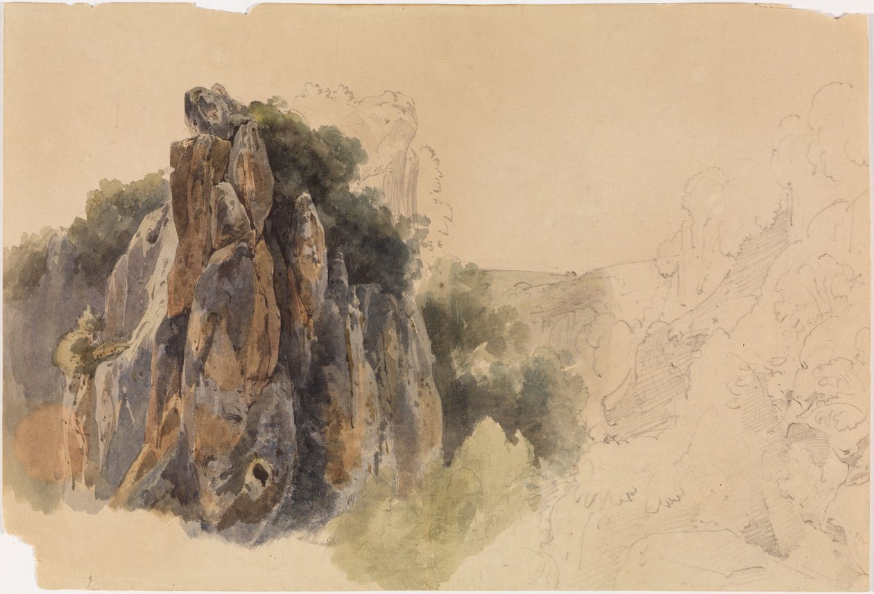 Landschaftsstudie mit Felsen von Ernst Fries