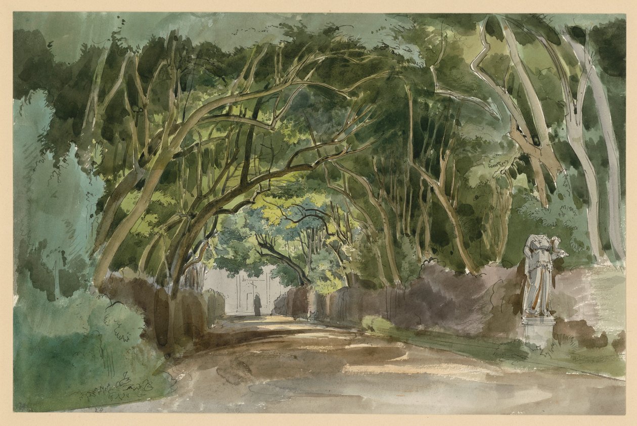 Motiv aus dem Park der Villa Borghese in Rom von Ernst Fries