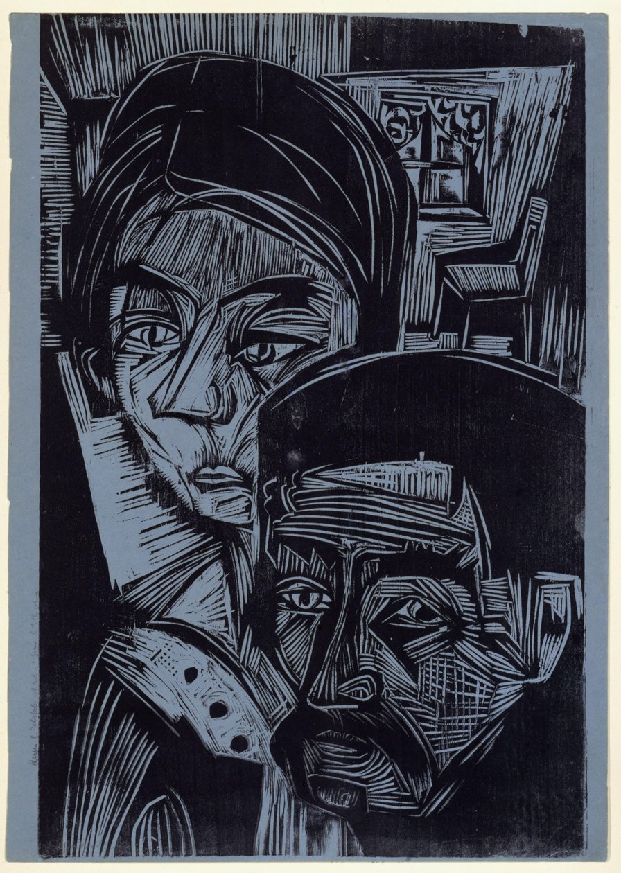 Bauernpaar in der Hütte (Andres und Annamargret Müller) von Ernst Ludwig Kirchner