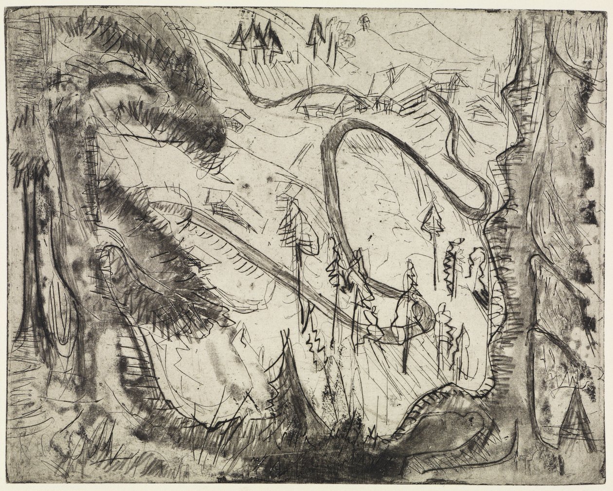 Bergweg, von oben gesehen von Ernst Ludwig Kirchner