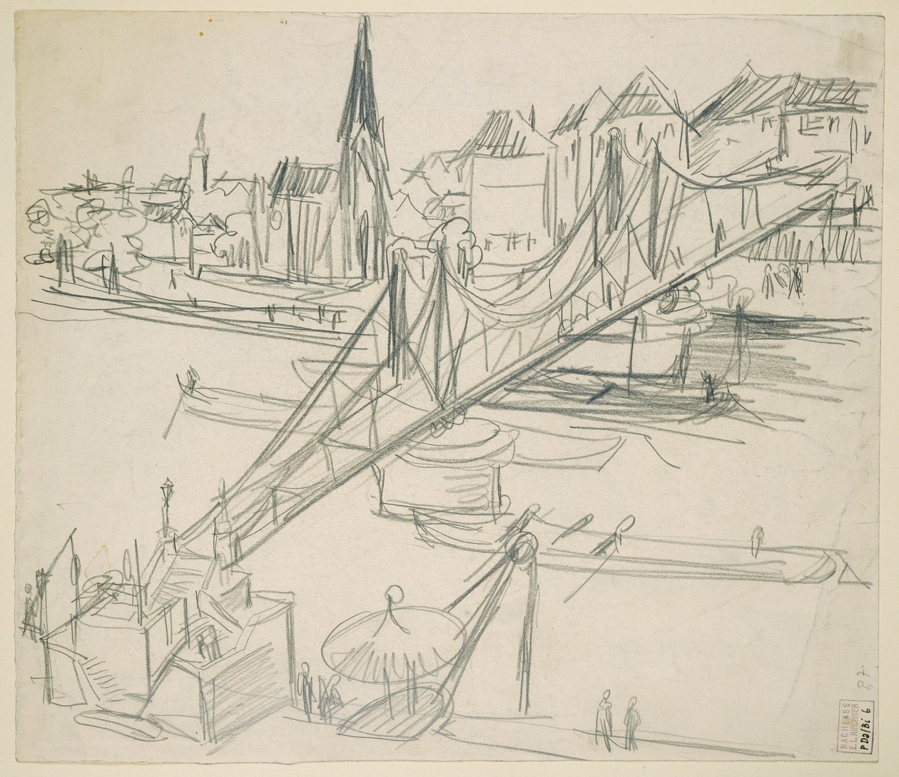 "Eiserner Steg" in Frankfurt am Main mit Blick auf Sachsenhausen von Ernst Ludwig Kirchner