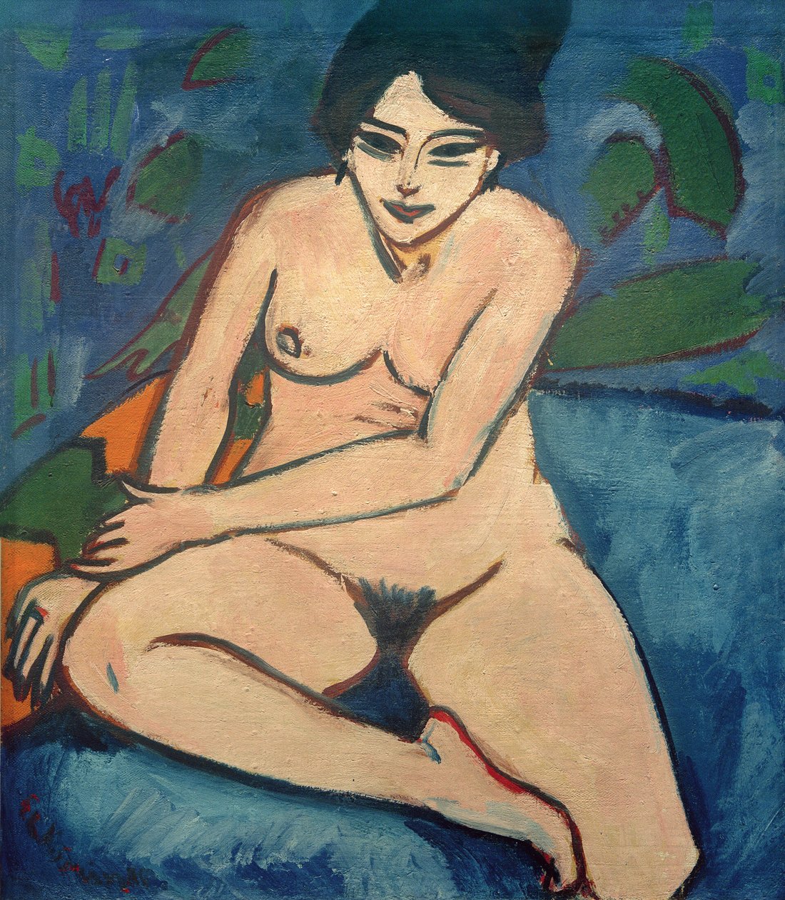 Akt auf blauem Grund von Ernst Ludwig Kirchner