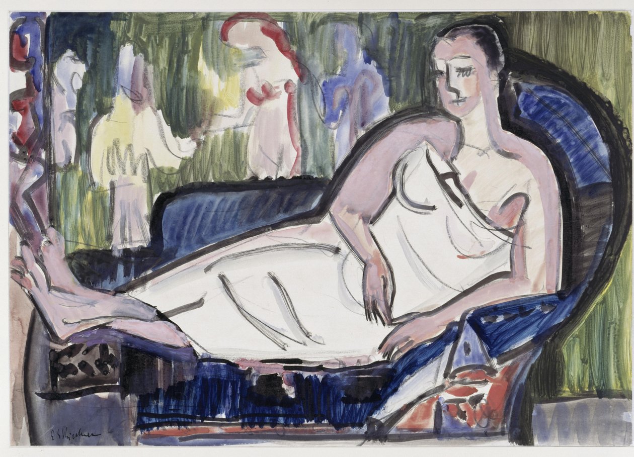 Liegende Frau auf Kanapee von Ernst Ludwig Kirchner