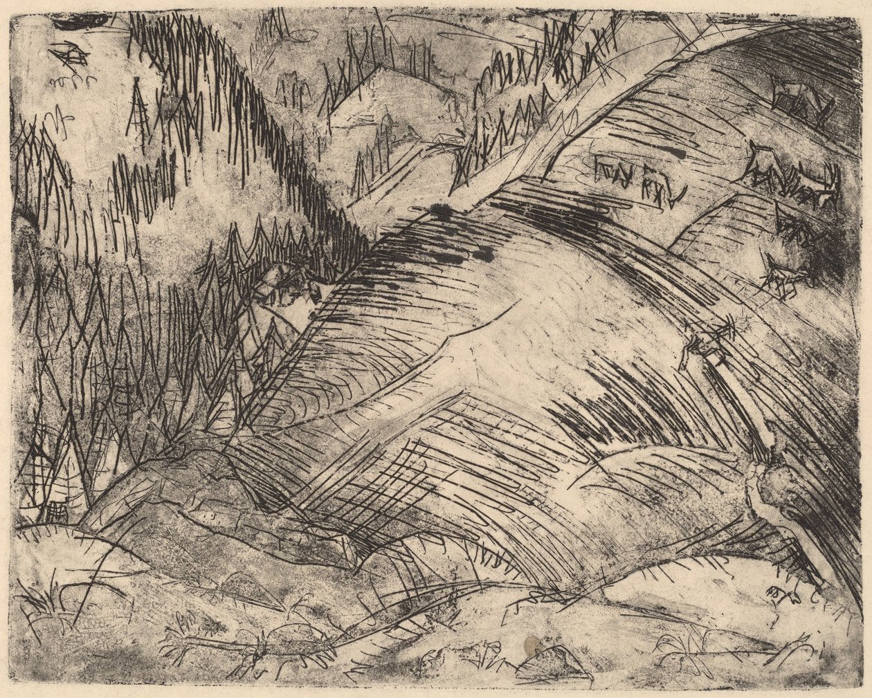 Berghang mit Ziegen von Ernst Ludwig Kirchner
