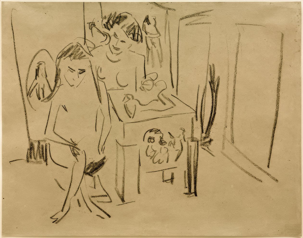 Ohne Titel (Dodo und Fränzi im Atelier) von Ernst Ludwig Kirchner