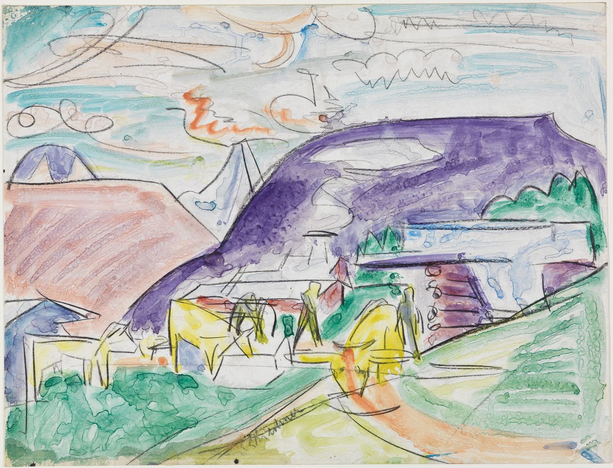Stafelalp mit Kühen von Ernst Ludwig Kirchner