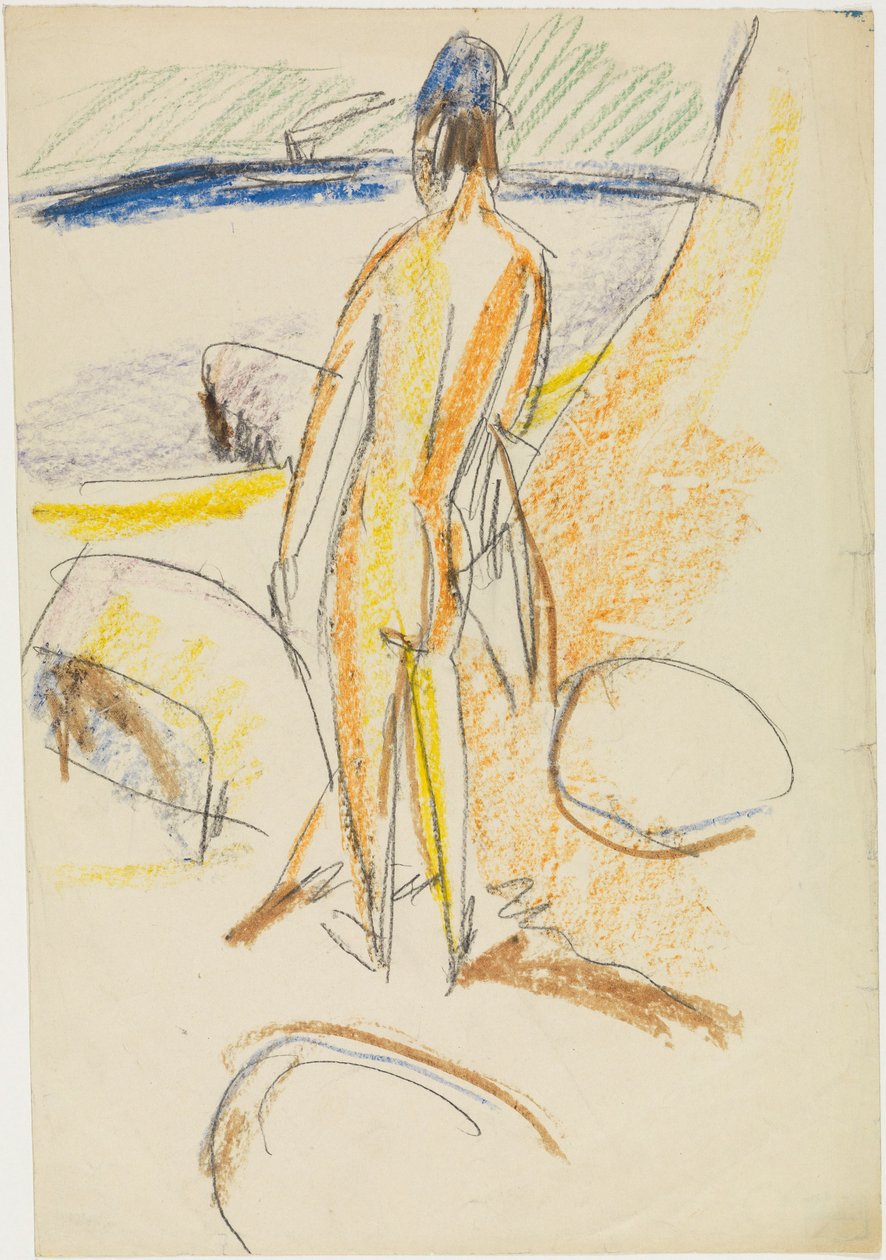 Stehender Rückenakt "An den Steinen" (Fehmarn) von Ernst Ludwig Kirchner