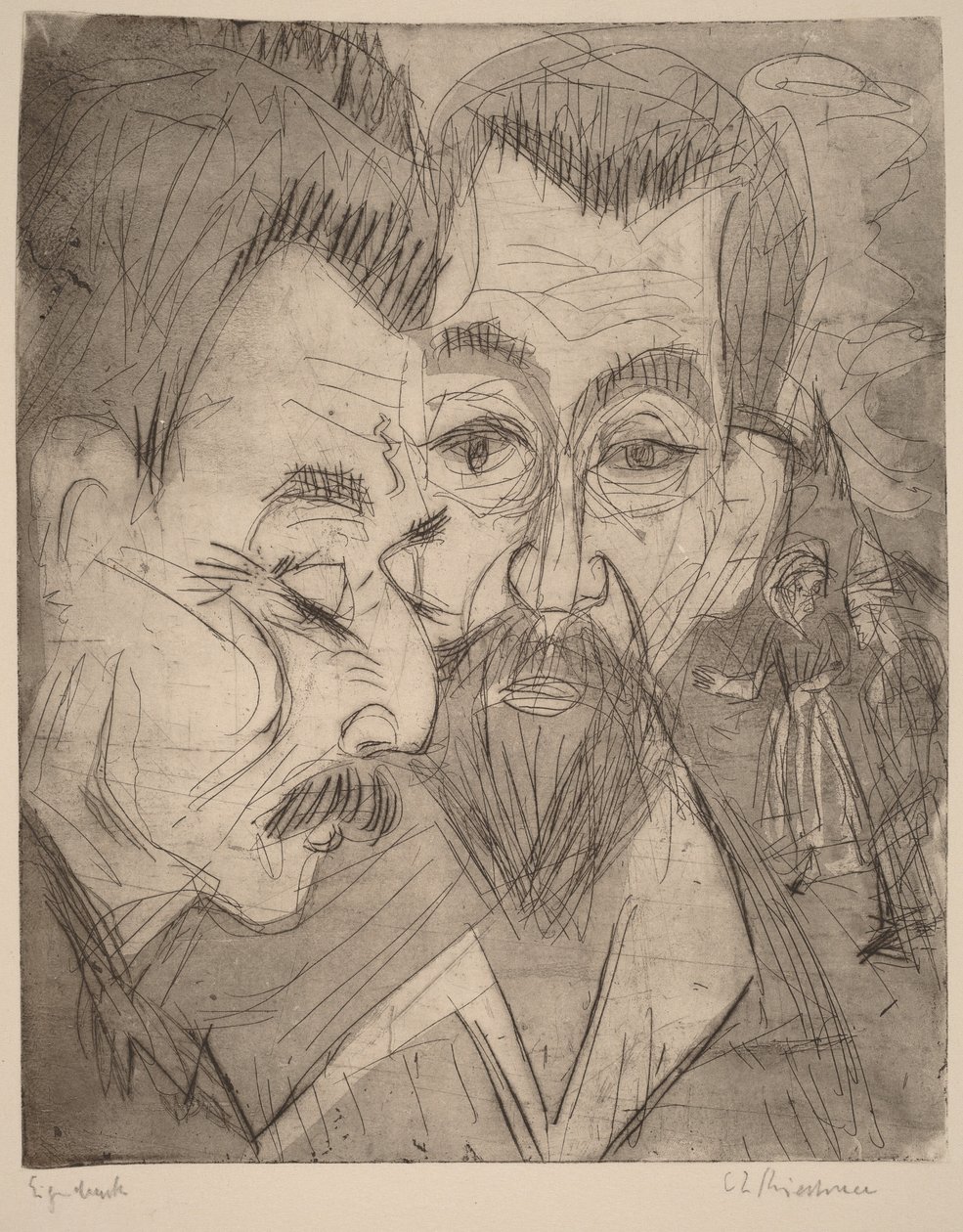 Zwei Bauernköpfe von Ernst Ludwig Kirchner
