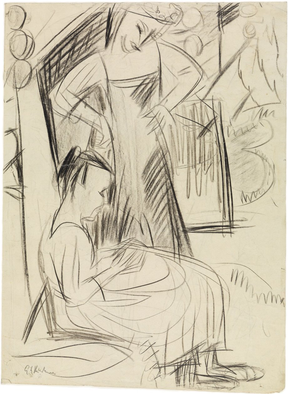 Zwei Mädchen vor dem Haus von Ernst Ludwig Kirchner