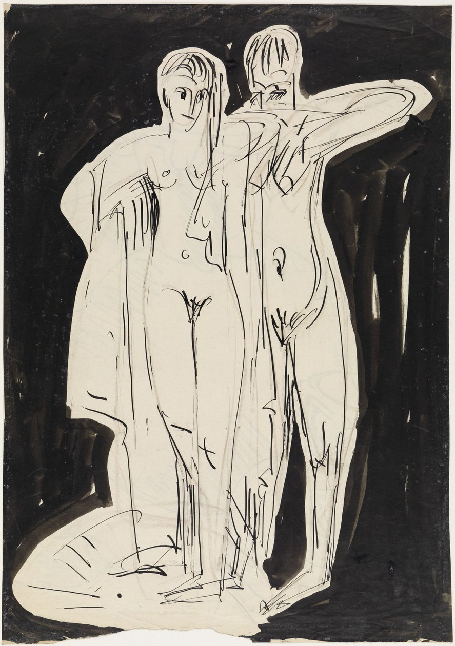 Zwei stehende Akte, sich abtrocknend von Ernst Ludwig Kirchner