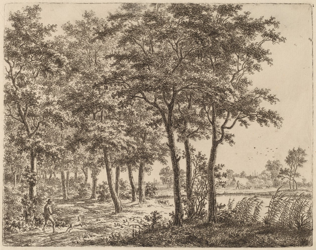 Landschaft mit einem Bauern, der Brennholz trägt von Ernst Willem Jan Bagelaar