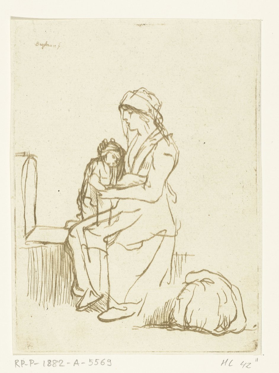 Mutter mit Kind auf ihrem Schoß von Ernst Willem Jan Bagelaar