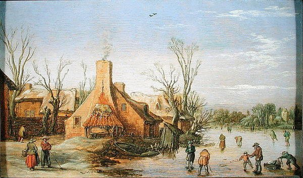Ein Dorf im Winter, 1623 von Esaias I van de Velde
