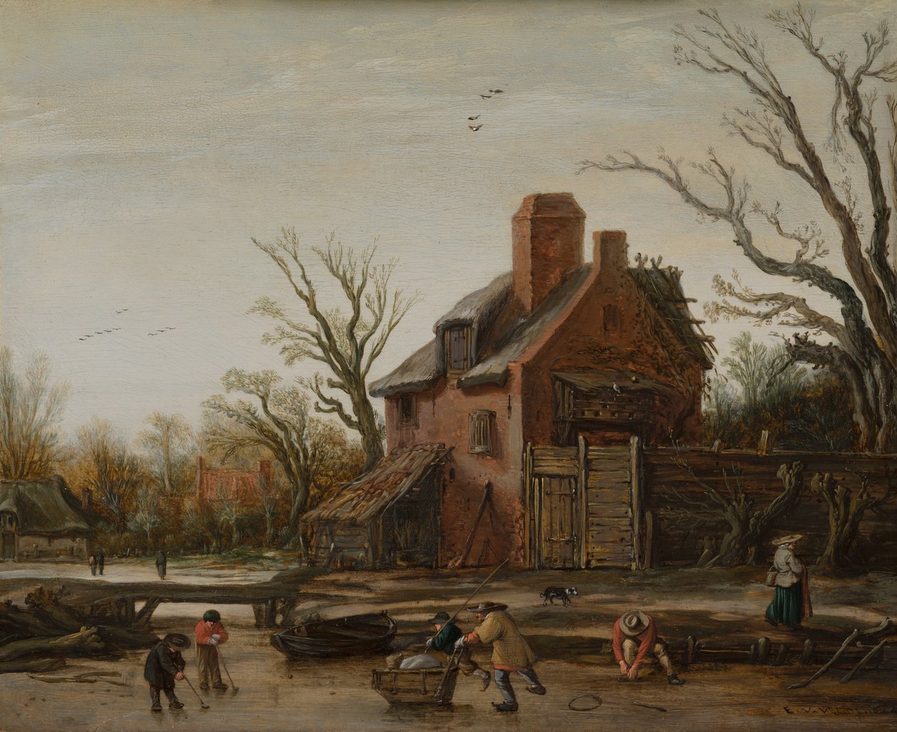 Winterlandschaft mit Bauernhaus von Esaias van de Velde